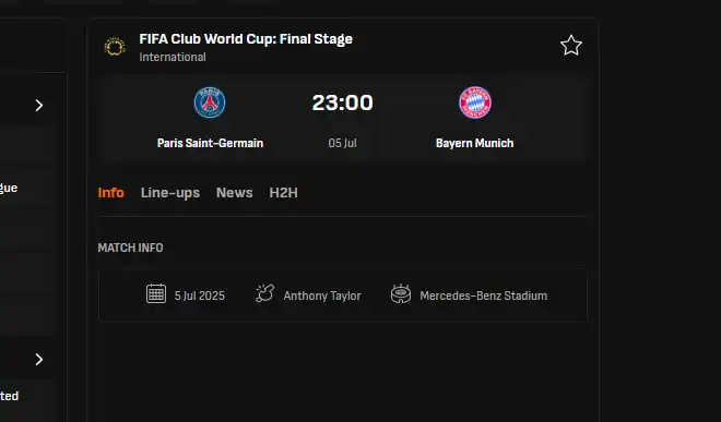 Lịch thi đấu giữa psg vs bayer munich